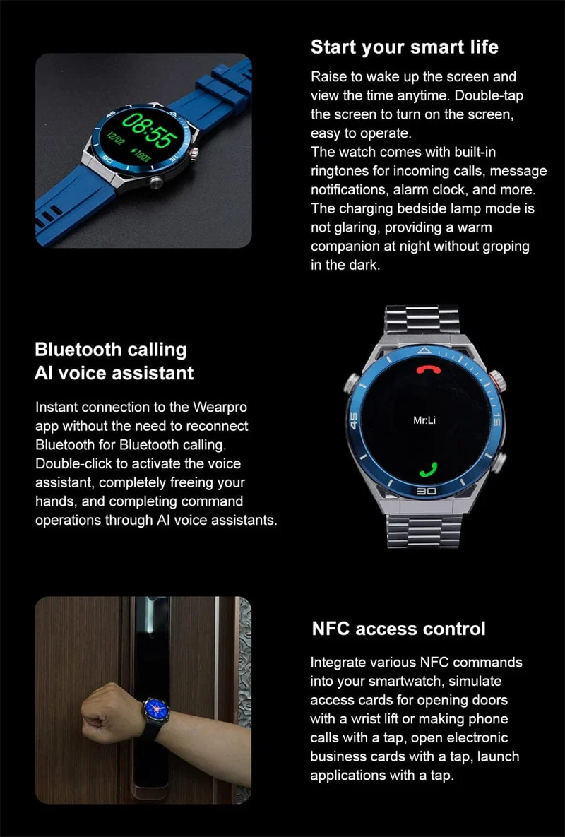 Für Huawei GT6 Pro Smart Watch Männer 390 * 390 HD-Bildschirm Herzfrequenz Bluetooth-Anruf IP67 wasserdichte Sport-SmartWatch für Xiaomi Apple
