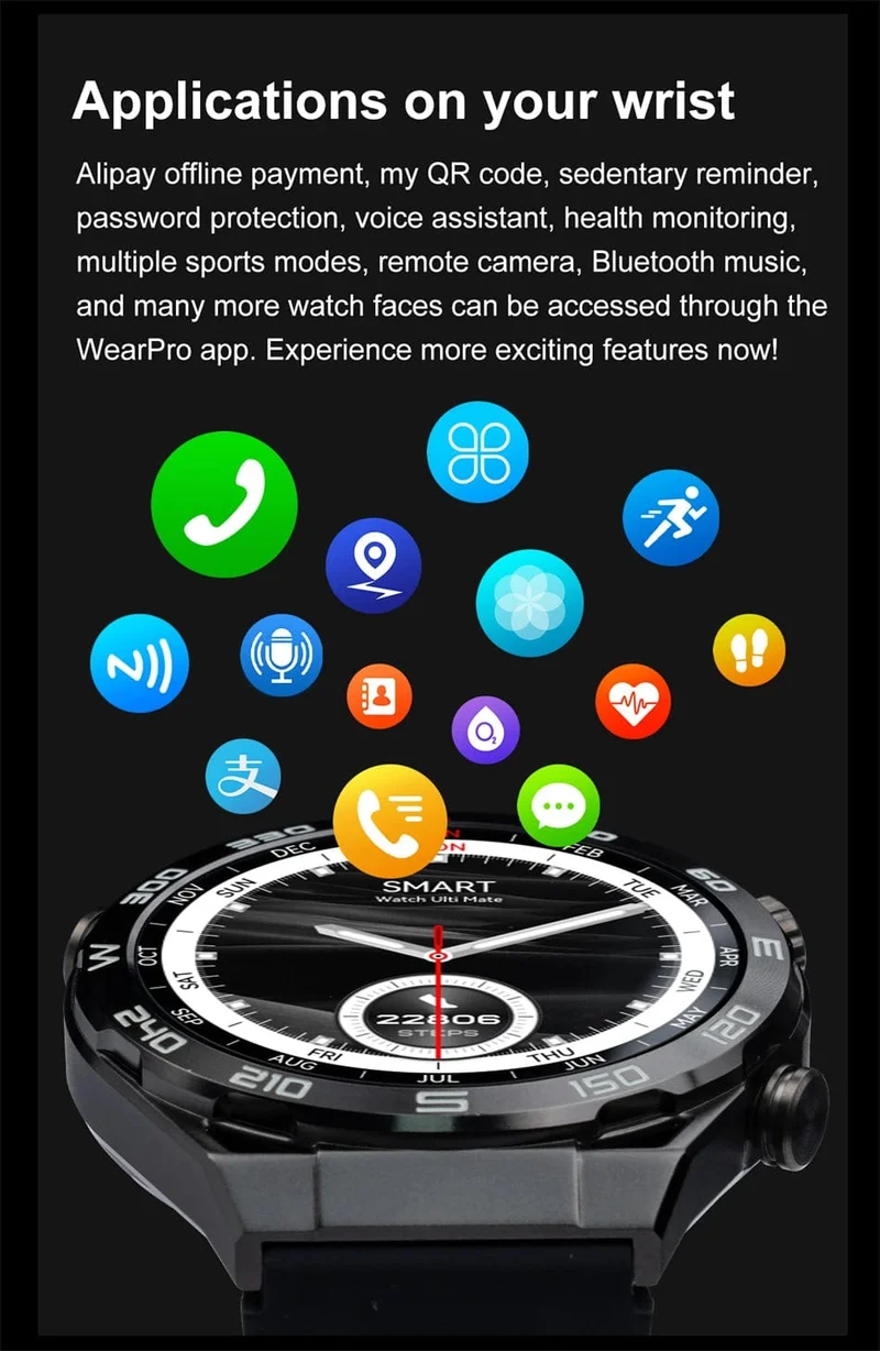 Für Huawei GT6 Pro Smart Watch Männer 390 * 390 HD-Bildschirm Herzfrequenz Bluetooth-Anruf IP67 wasserdichte Sport-SmartWatch für Xiaomi Apple
