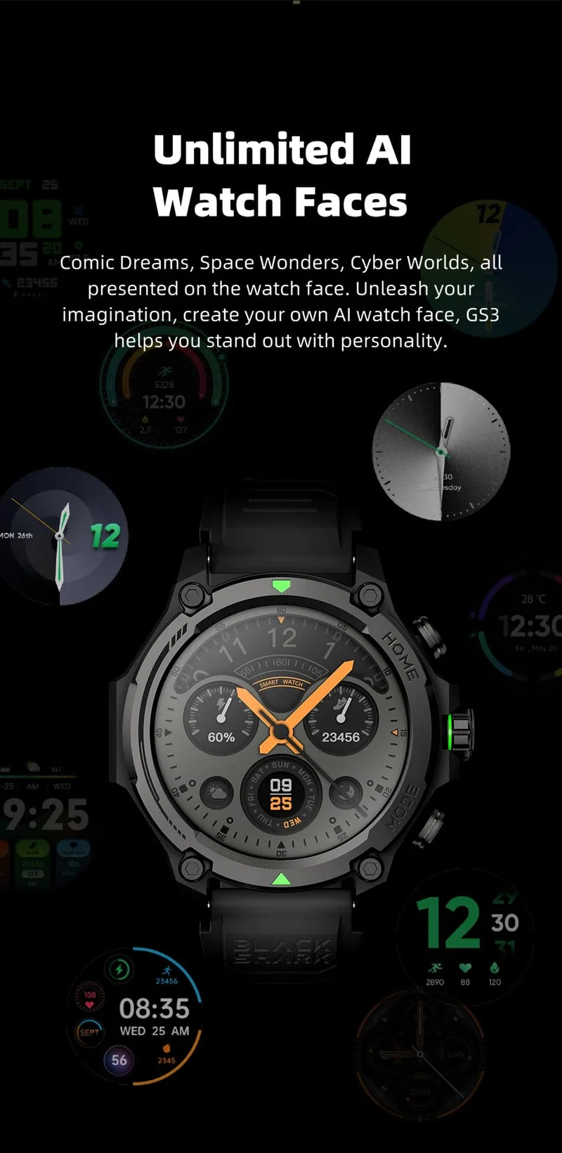 [Weltpremiere] Blackshark GS3 Smart Watch Globale Version 1.43"AMOLED-Display 5ATM 21 Tage Akkulaufzeit GPS-Satellitenpositionierung