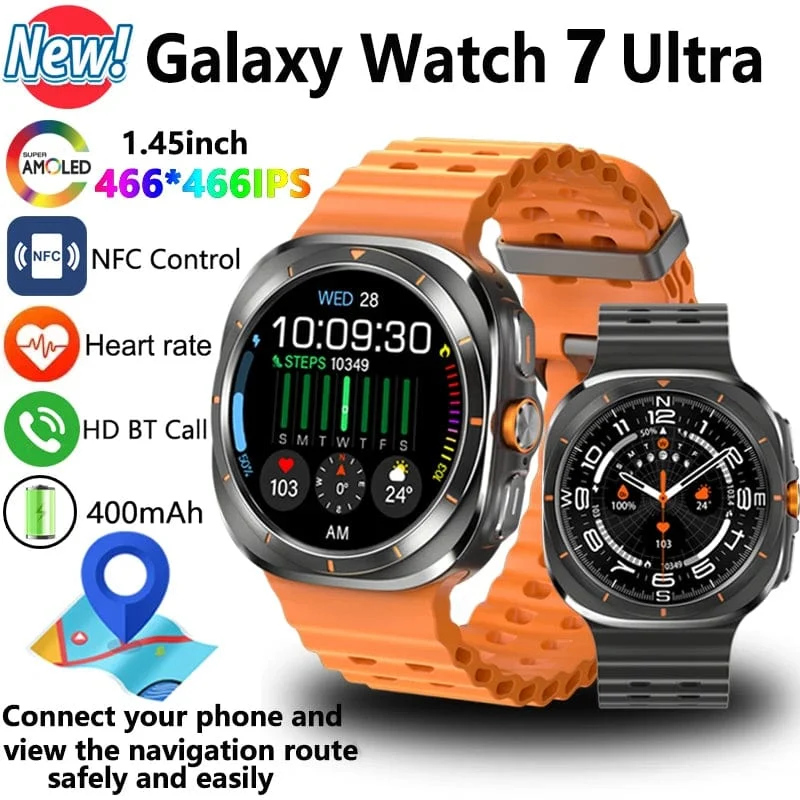 Für Samsung Galaxy Watch 7 Ultra GPS Kompass NFC Smart Watch Outdoor Sports Man AMOLED BT Call IP68 Galaxy 6 Verbesserte Smartwatch