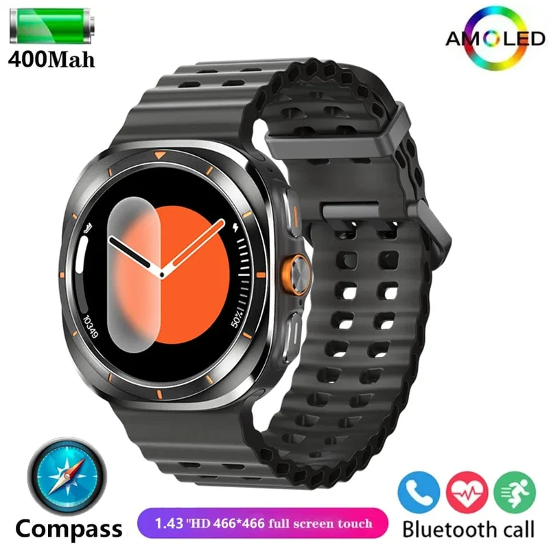 Für Samsung Galaxy Watch 7 Ultra GPS Kompass NFC Smart Watch Outdoor Sports Man AMOLED BT Call IP68 Galaxy 6 Verbesserte Smartwatch