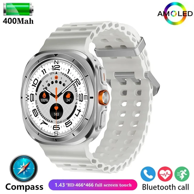 Für Samsung Galaxy Watch 7 Ultra GPS Kompass NFC Smart Watch Outdoor Sports Man AMOLED BT Call IP68 Galaxy 6 Verbesserte Smartwatch