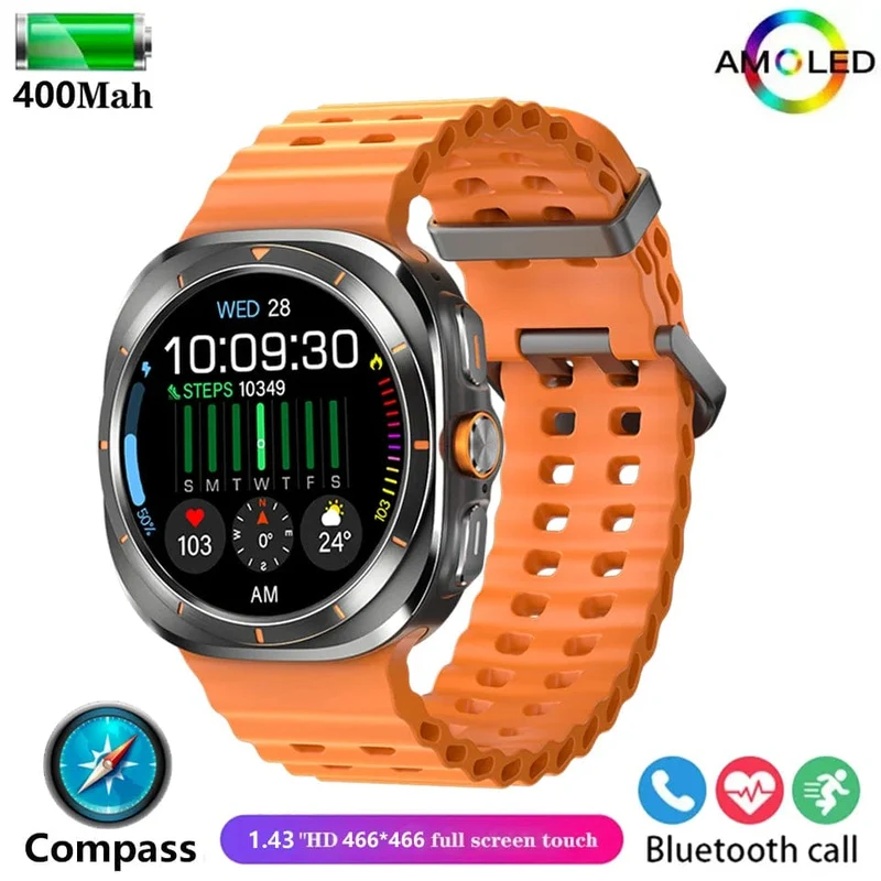 Für Samsung Galaxy Watch 7 Ultra GPS Kompass NFC Smart Watch Outdoor Sports Man AMOLED BT Call IP68 Galaxy 6 Verbesserte Smartwatch