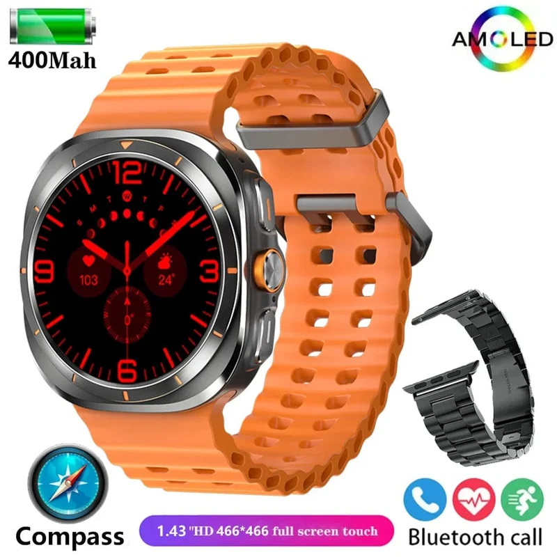 Für Samsung Galaxy Watch 7 Ultra GPS Kompass NFC Smart Watch Outdoor Sports Man AMOLED BT Call IP68 Galaxy 6 Verbesserte Smartwatch