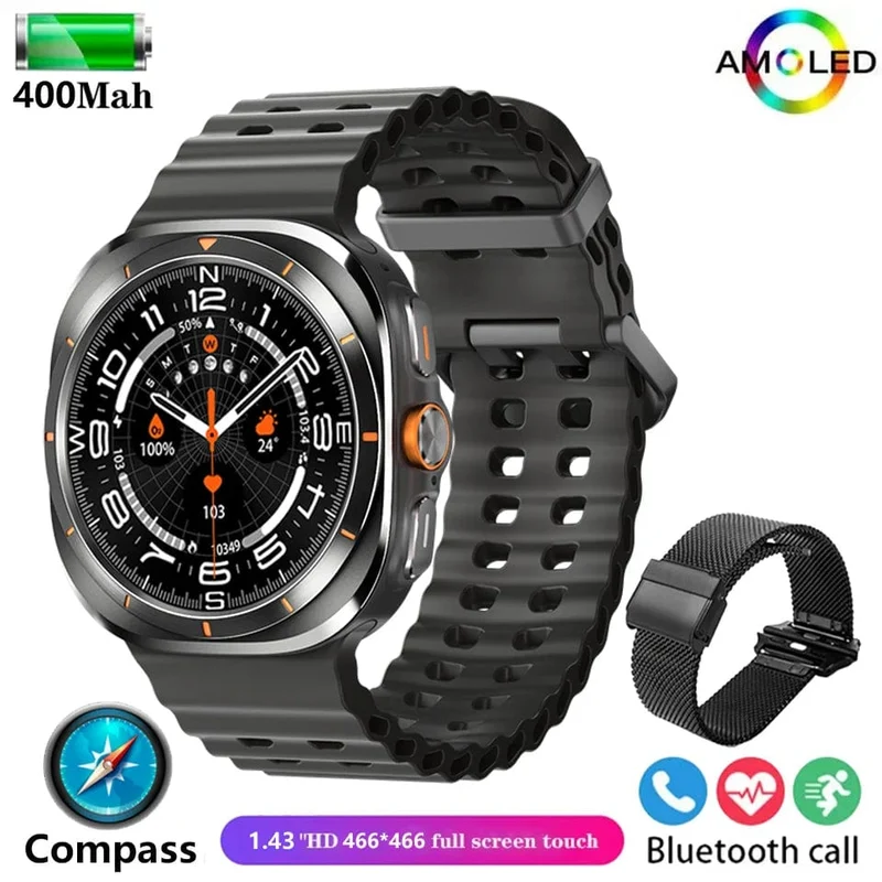 Für Samsung Galaxy Watch 7 Ultra GPS Kompass NFC Smart Watch Outdoor Sports Man AMOLED BT Call IP68 Galaxy 6 Verbesserte Smartwatch