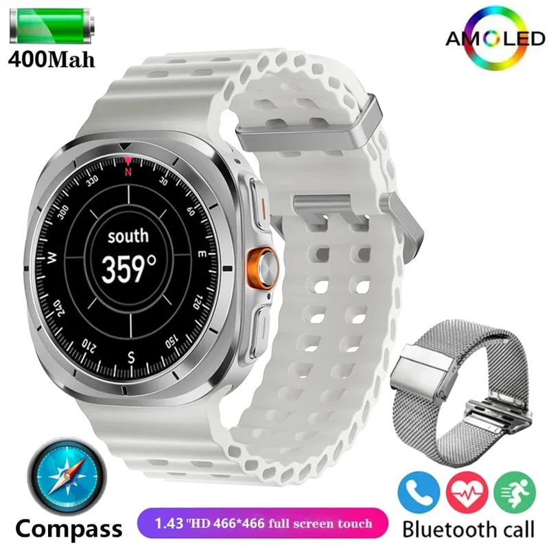 Für Samsung Galaxy Watch 7 Ultra GPS Kompass NFC Smart Watch Outdoor Sports Man AMOLED BT Call IP68 Galaxy 6 Verbesserte Smartwatch