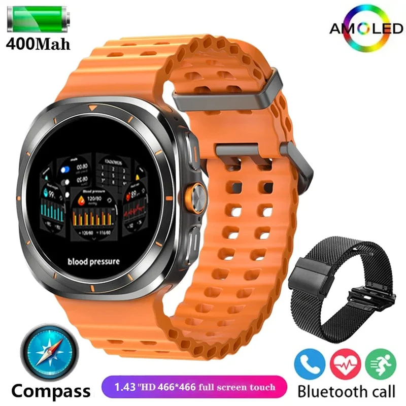 Für Samsung Galaxy Watch 7 Ultra GPS Kompass NFC Smart Watch Outdoor Sports Man AMOLED BT Call IP68 Galaxy 6 Verbesserte Smartwatch