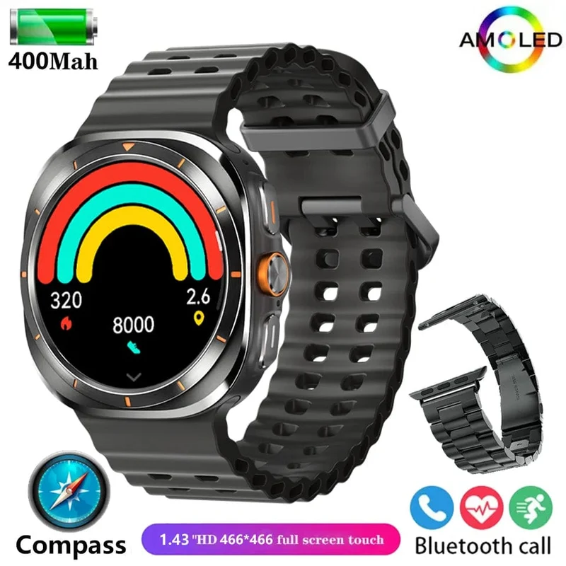 Für Samsung Galaxy Watch 7 Ultra GPS Kompass NFC Smart Watch Outdoor Sports Man AMOLED BT Call IP68 Galaxy 6 Verbesserte Smartwatch