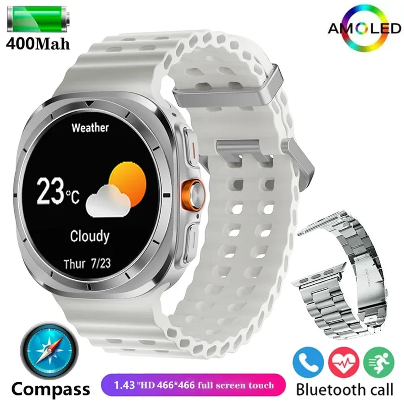 Für Samsung Galaxy Watch 7 Ultra GPS Kompass NFC Smart Watch Outdoor Sports Man AMOLED BT Call IP68 Galaxy 6 Verbesserte Smartwatch