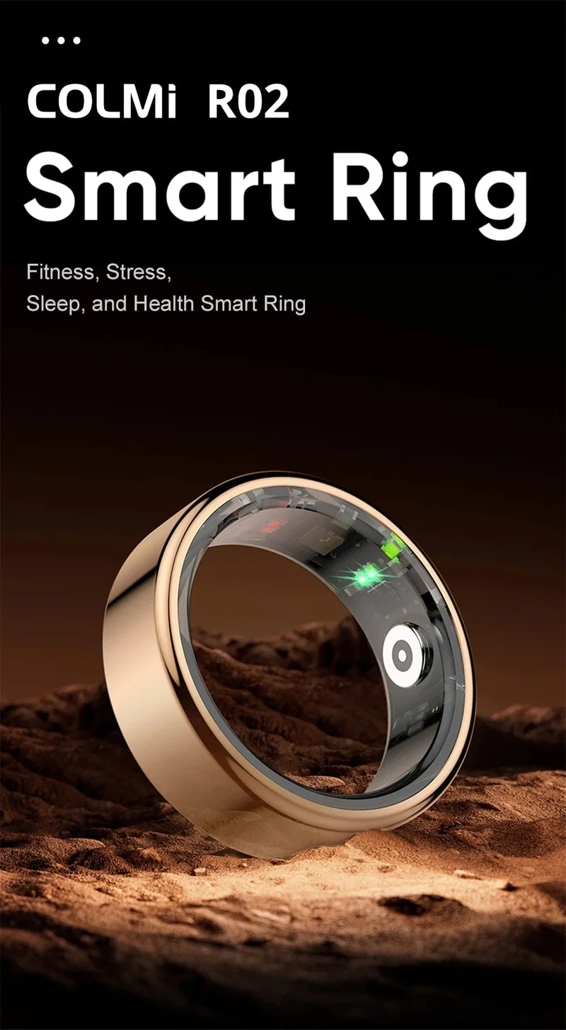 COLMI R02 Smart Ring Militärqualität Titanstahlgehäuse Gesundheitsüberwachung IP68 & 3ATM Wasserdicht Multisportmodi