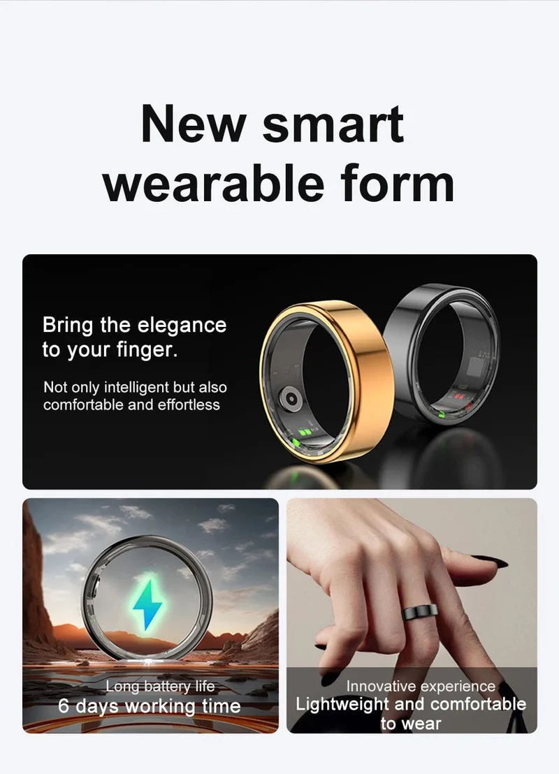 COLMI R02 Smart Ring Militärqualität Titanstahlgehäuse Gesundheitsüberwachung IP68 & 3ATM Wasserdicht Multisportmodi