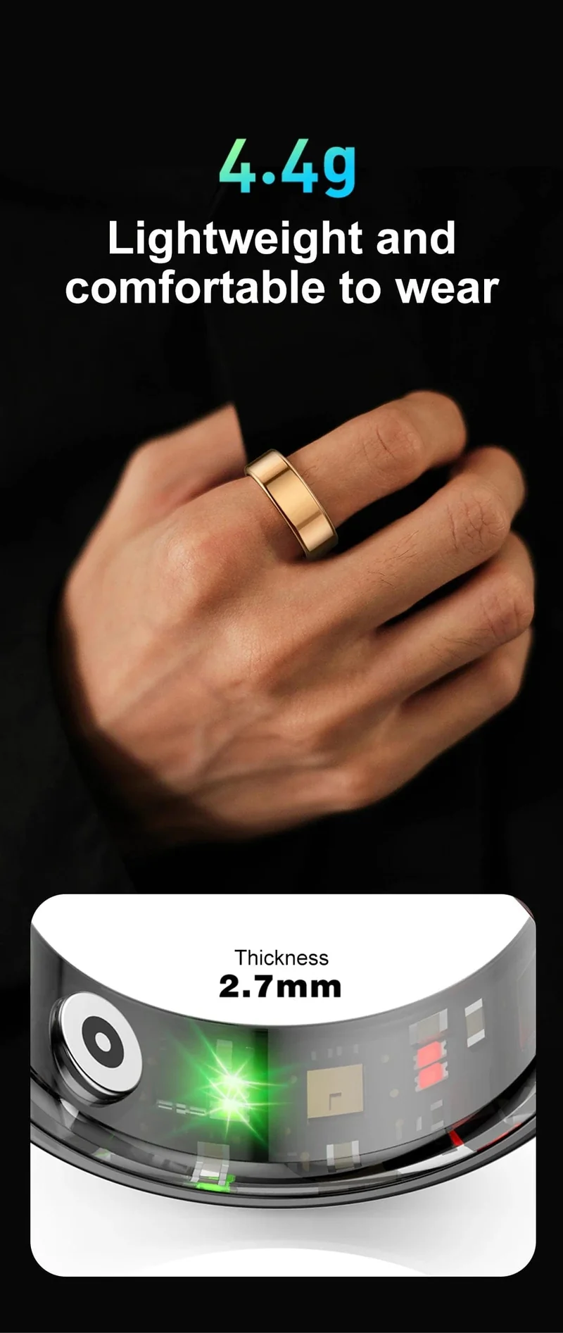 COLMI R02 Smart Ring Militärqualität Titanstahlgehäuse Gesundheitsüberwachung IP68 & 3ATM Wasserdicht Multisportmodi