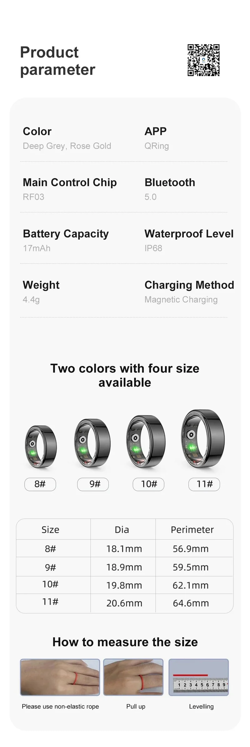 COLMI R02 Smart Ring Militärqualität Titanstahlgehäuse Gesundheitsüberwachung IP68 & 3ATM Wasserdicht Multisportmodi