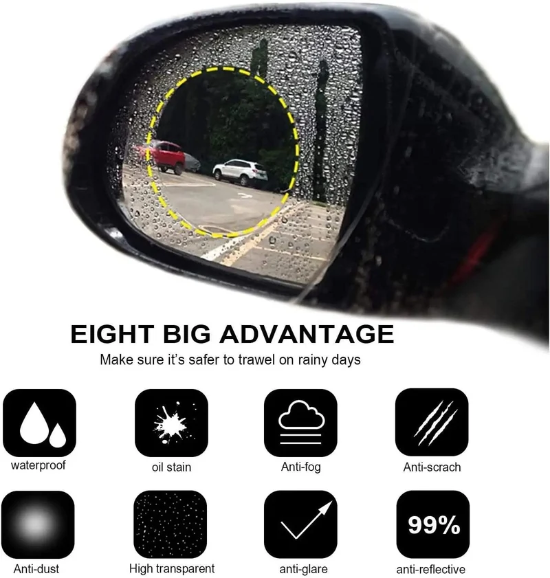 2 STÜCKE Autoaufkleber Regenschutzfolie Für Auto-Rückspiegel Auto-Rückspiegel Regenfolie Klare Sicht An Regentagen Autofolie