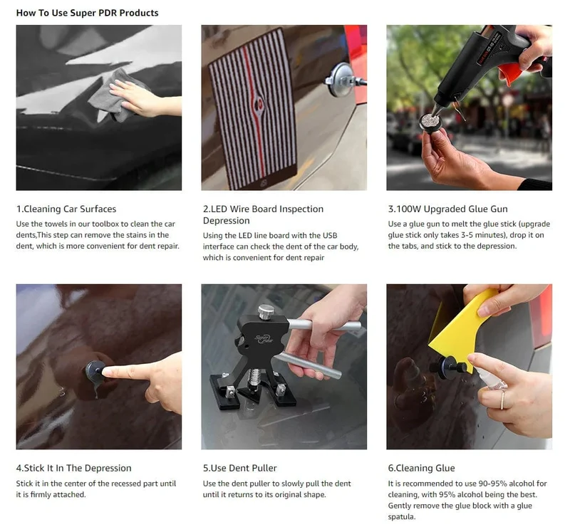 Super PDR-Werkzeug, Dellenentfernungsset fürs Auto, Dellenreparaturset ohne Ausbeulen, Dellenzieher, Saugnäpfe für Dellen an der Karosserie von Autos, Autowerkzeuge
