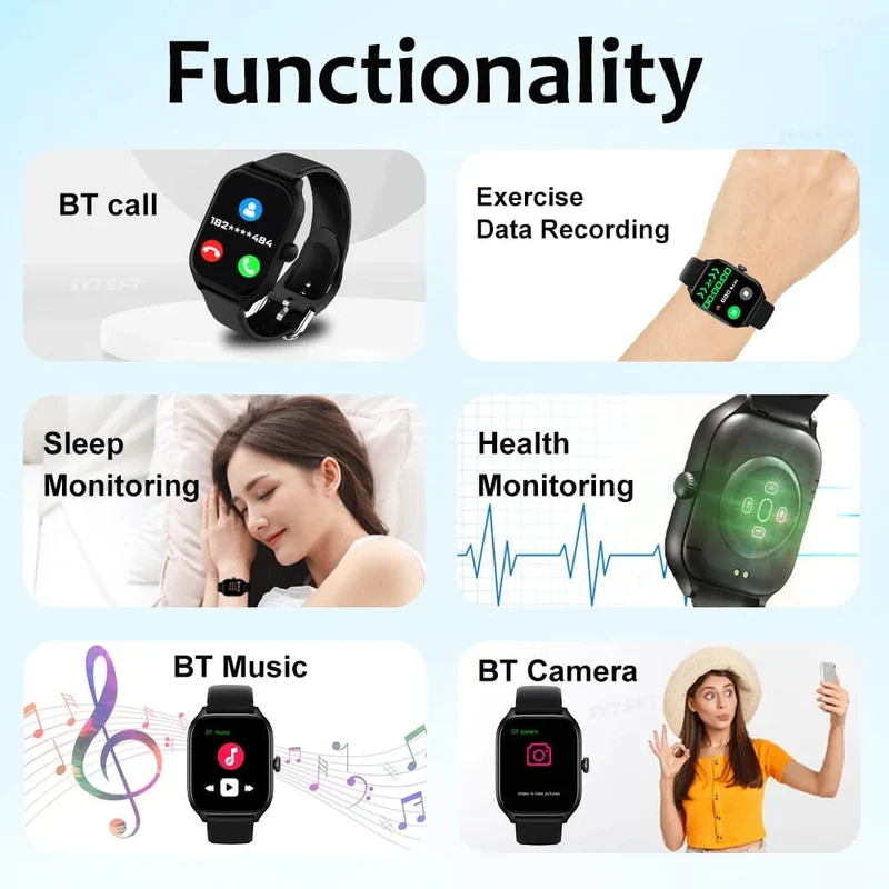 H9 Neue Smart Watch 2.01 Zoll HD-Display Anruf annehmen Nachrichtenvorschau Sportmodi DIY-Zifferblatt Wettervorhersage für Männer und Frauen