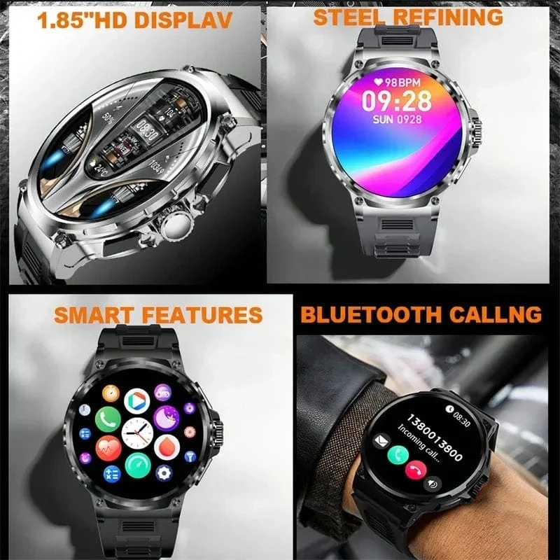 Für Xiaomi Huawei 1.85" Ultra HD Bluetooth Call Smart Watch Herren GPS Track 710mAH Großer Akku 400+Zifferblatt IP68Wasserdichte Smartwatch
