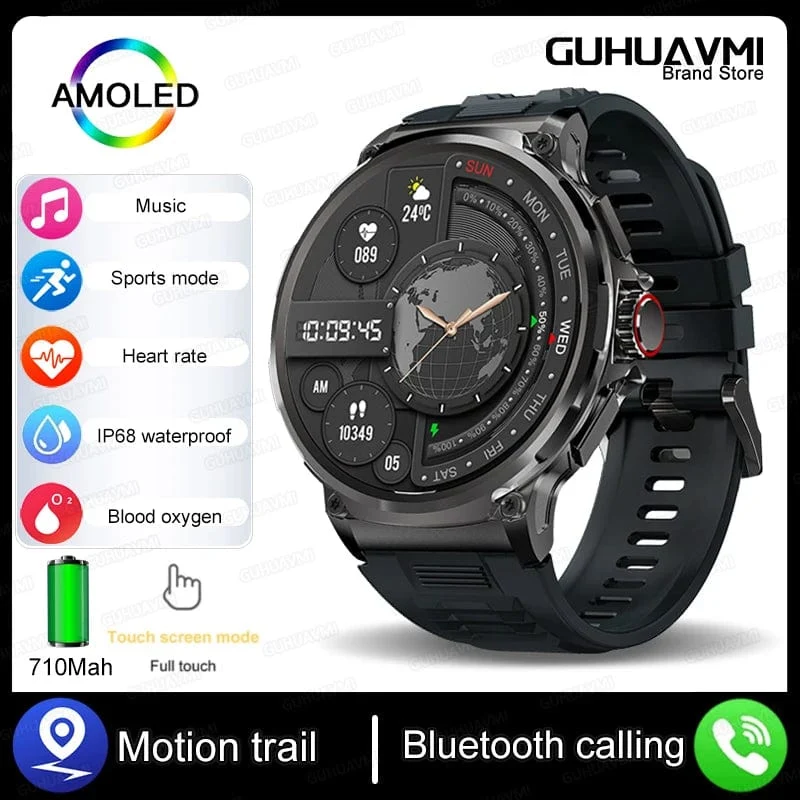 Für Xiaomi Huawei 1.85" Ultra HD Bluetooth Call Smart Watch Herren GPS Track 710mAH Großer Akku 400+Zifferblatt IP68Wasserdichte Smartwatch