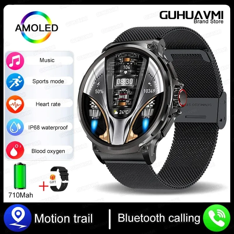 Für Xiaomi Huawei 1.85" Ultra HD Bluetooth Call Smart Watch Herren GPS Track 710mAH Großer Akku 400+Zifferblatt IP68Wasserdichte Smartwatch