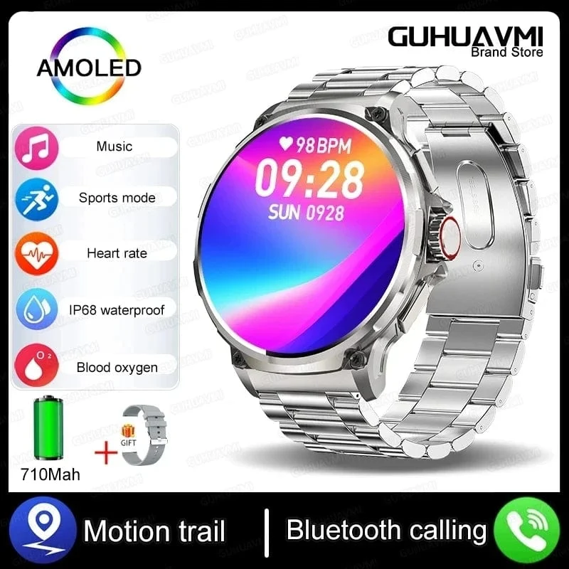 Für Xiaomi Huawei 1.85" Ultra HD Bluetooth Call Smart Watch Herren GPS Track 710mAH Großer Akku 400+Zifferblatt IP68Wasserdichte Smartwatch