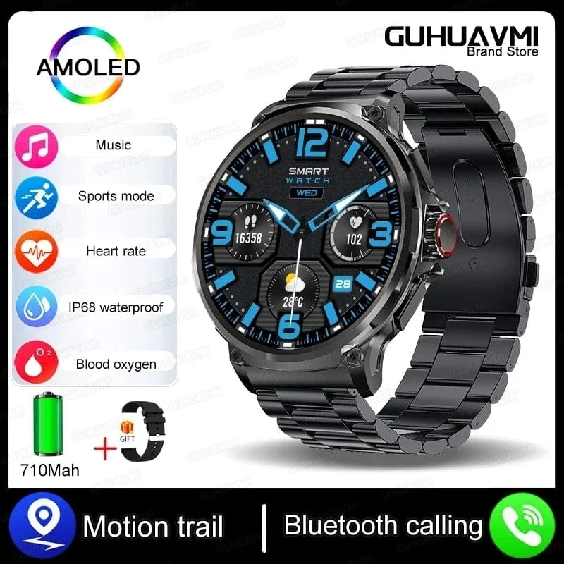 Für Xiaomi Huawei 1.85" Ultra HD Bluetooth Call Smart Watch Herren GPS Track 710mAH Großer Akku 400+Zifferblatt IP68Wasserdichte Smartwatch