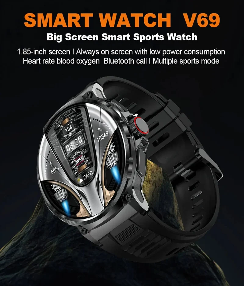 Für Xiaomi Huawei 1.85" Ultra HD Bluetooth Call Smart Watch Herren GPS Track 710mAH Großer Akku 400+Zifferblatt IP68Wasserdichte Smartwatch