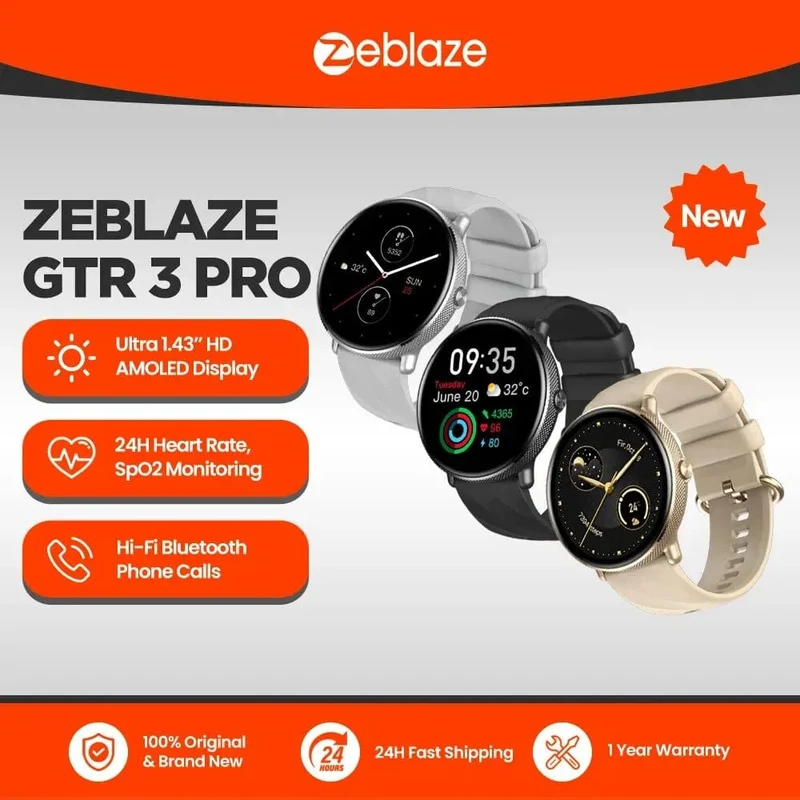Zeblaze GTR 3 Pro Smart Watch mit Sprachanrufen, 1.43-Zoll-AMOLED-Display, Rahmen aus 316L-Edelstahl, Fitness-Tracking-Smartwatch