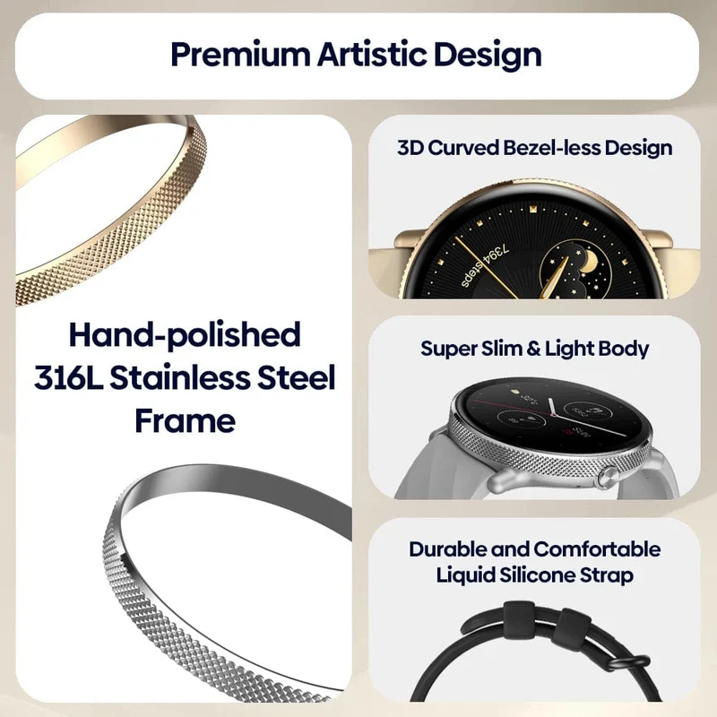 Zeblaze GTR 3 Pro Smart Watch mit Sprachanrufen, 1.43-Zoll-AMOLED-Display, Rahmen aus 316L-Edelstahl, Fitness-Tracking-Smartwatch