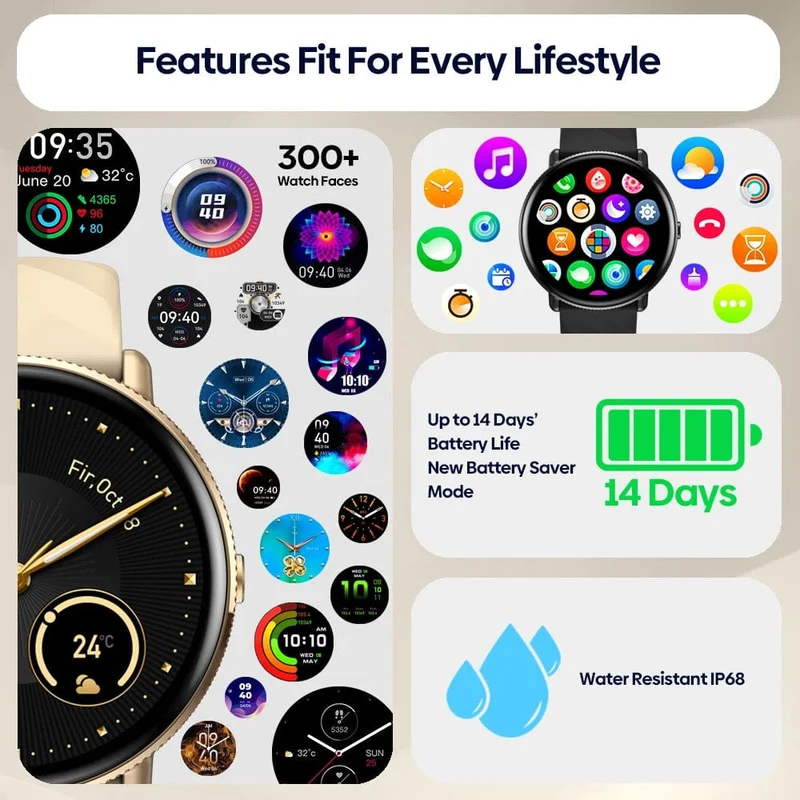 Zeblaze GTR 3 Pro Smart Watch mit Sprachanrufen, 1.43-Zoll-AMOLED-Display, Rahmen aus 316L-Edelstahl, Fitness-Tracking-Smartwatch
