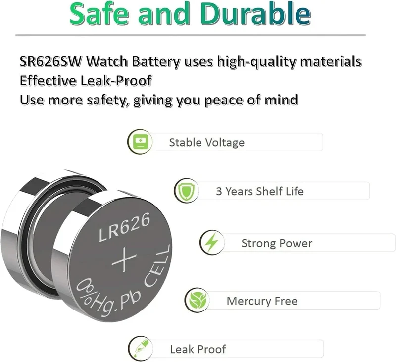 Hohe Kapazität, 2–50 Stück SR626SW AG4, entspricht 377S 377 LR626 1.55 V Knopfzelle für den Ersatz von Uhrenkerzenlampen