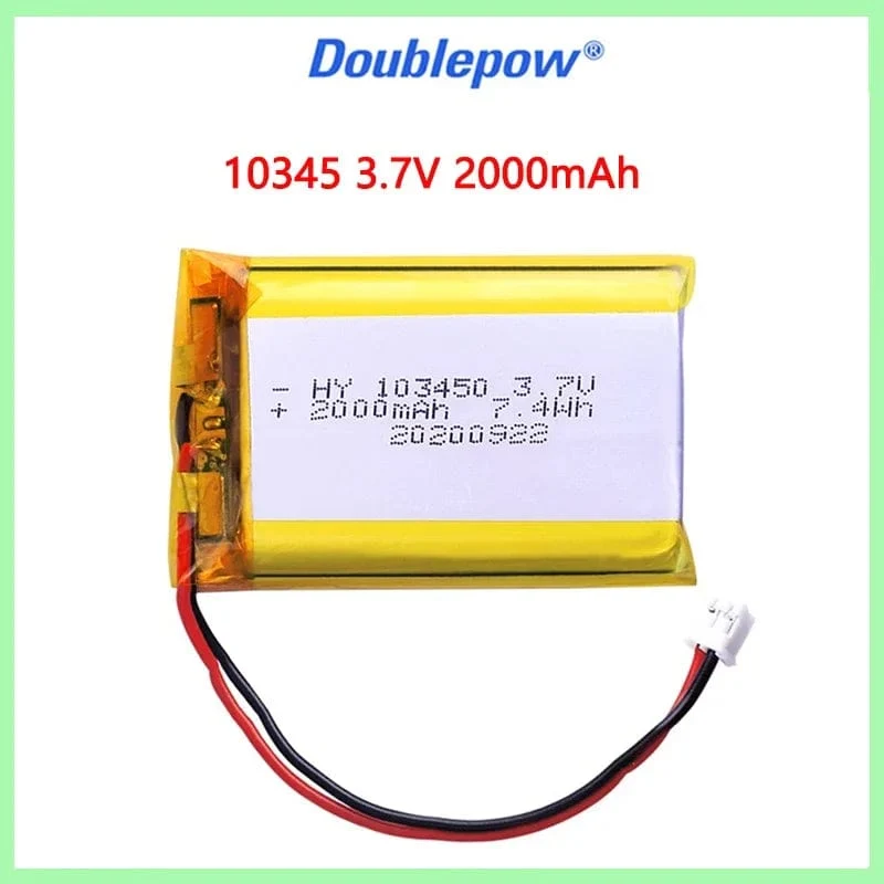 103450 3.7 V 2000 mAh Lithium-Polymer-Akku jst PH 2.0 mm 2-poliger Stecker für Kamera GPS-Navigator MP5 Bluetooth-Headset