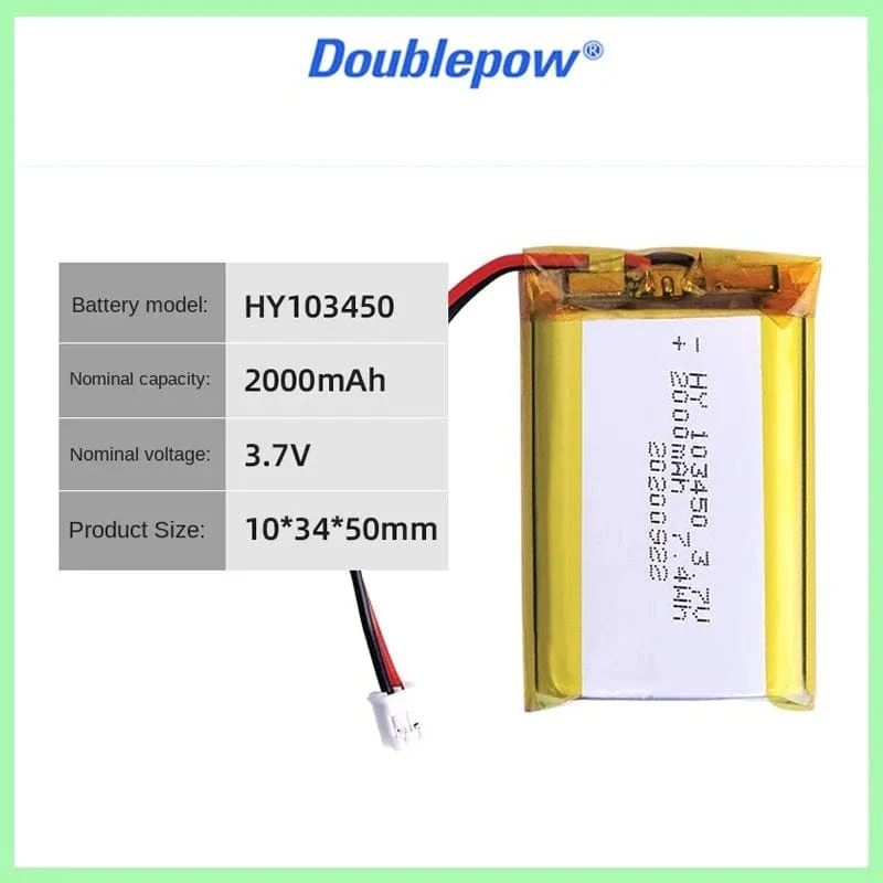 103450 3.7 V 2000 mAh Lithium-Polymer-Akku jst PH 2.0 mm 2-poliger Stecker für Kamera GPS-Navigator MP5 Bluetooth-Headset
