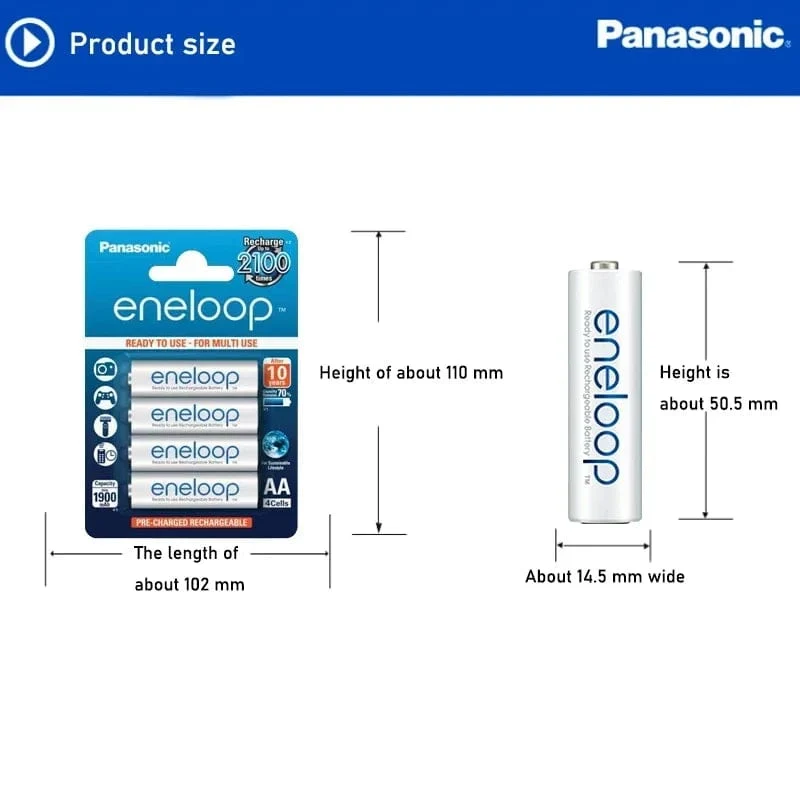Panasonic Eneloop original AA AAA akku 1.2 v 1900 mAh 800 mAh vorgeladen nimh geeignet für taschenlampe kamera spielzeug