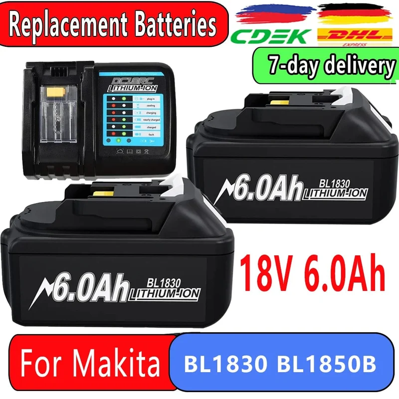 18V 6.0 Ah Leistungsstarker Ersatz für Makita Kompatibler Makita Akku BL1860 BL1850B BL1830 Serie Akku Ersatzakku