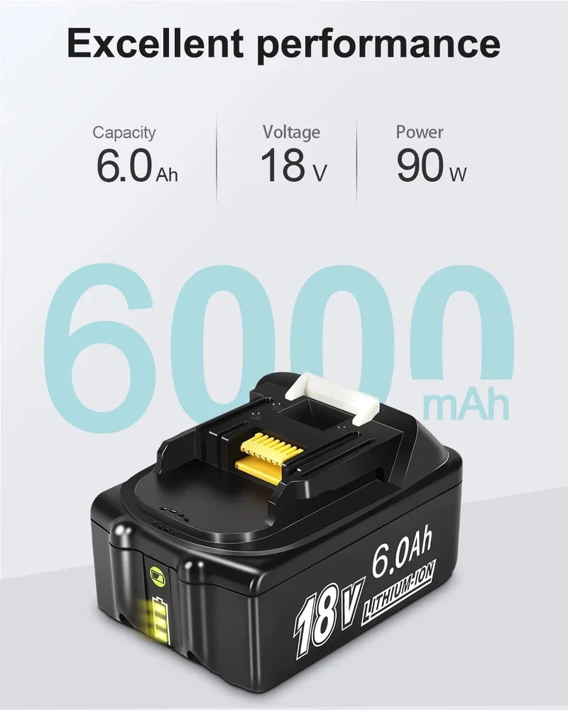 18V 6.0 Ah Leistungsstarker Ersatz für Makita Kompatibler Makita Akku BL1860 BL1850B BL1830 Serie Akku Ersatzakku