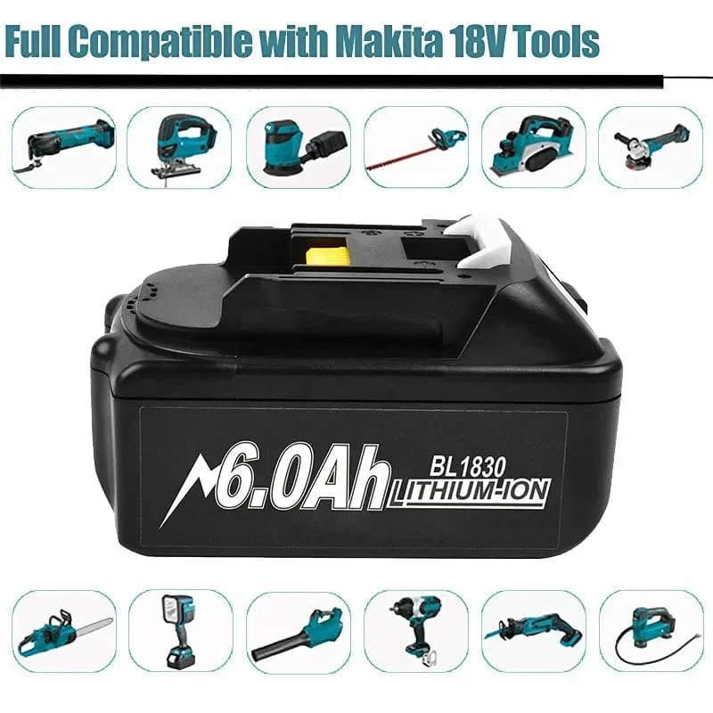 18V 6.0 Ah Leistungsstarker Ersatz für Makita Kompatibler Makita Akku BL1860 BL1850B BL1830 Serie Akku Ersatzakku