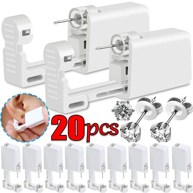 20-teiliges Sicherheits-Ohrpiercing-Pistolen-Set zum Einmalgebrauch, desinfizieren, Sicherheits-Ohrring-Piercer-Maschine, Ohrstecker, Nasenclip, Körperschmuck-Piercing-Werkzeug