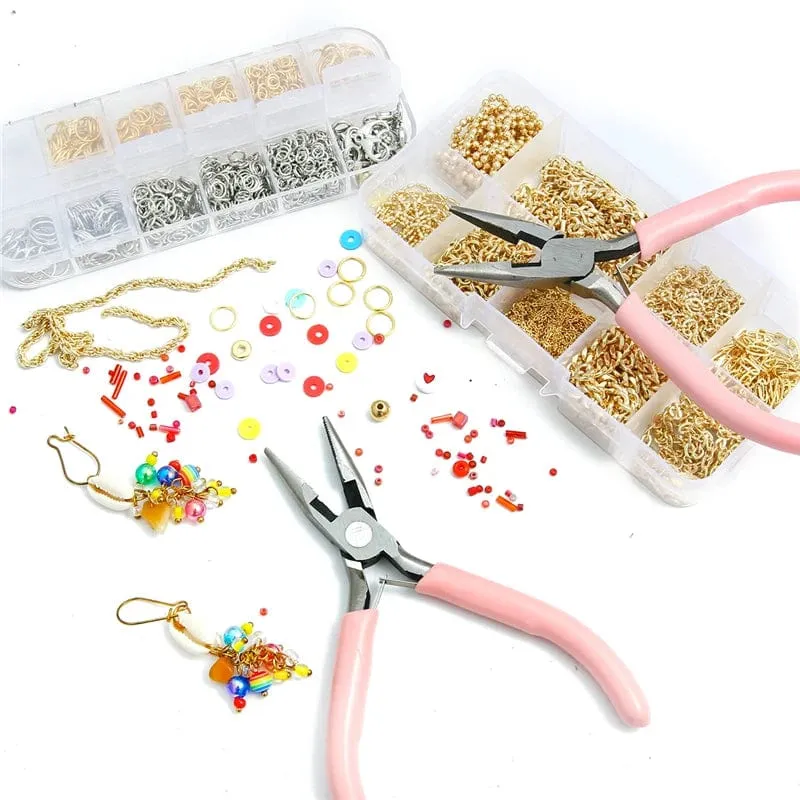 Niedlicher rosa Griff, rutschfeste Spleißen- und Fixierzange für Schmuck, Werkzeug- und Ausrüstungsset für die Handarbeit zur Herstellung von DIY-Schmuck