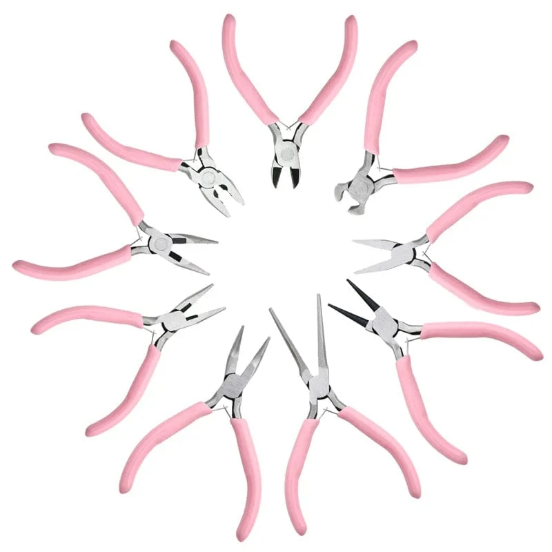 Niedlicher rosa Griff, rutschfeste Spleißen- und Fixierzange für Schmuck, Werkzeug- und Ausrüstungsset für die Handarbeit zur Herstellung von DIY-Schmuck
