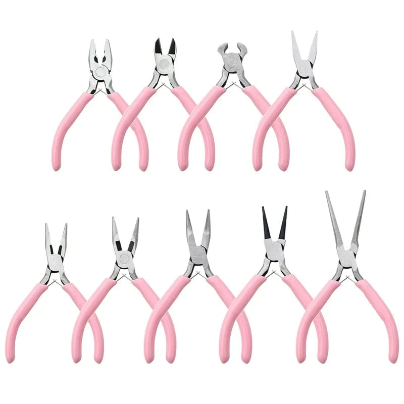 Niedlicher rosa Griff, rutschfeste Spleißen- und Fixierzange für Schmuck, Werkzeug- und Ausrüstungsset für die Handarbeit zur Herstellung von DIY-Schmuck