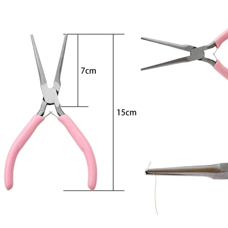 Niedlicher rosa Griff, rutschfeste Spleißen- und Fixierzange für Schmuck, Werkzeug- und Ausrüstungsset für die Handarbeit zur Herstellung von DIY-Schmuck