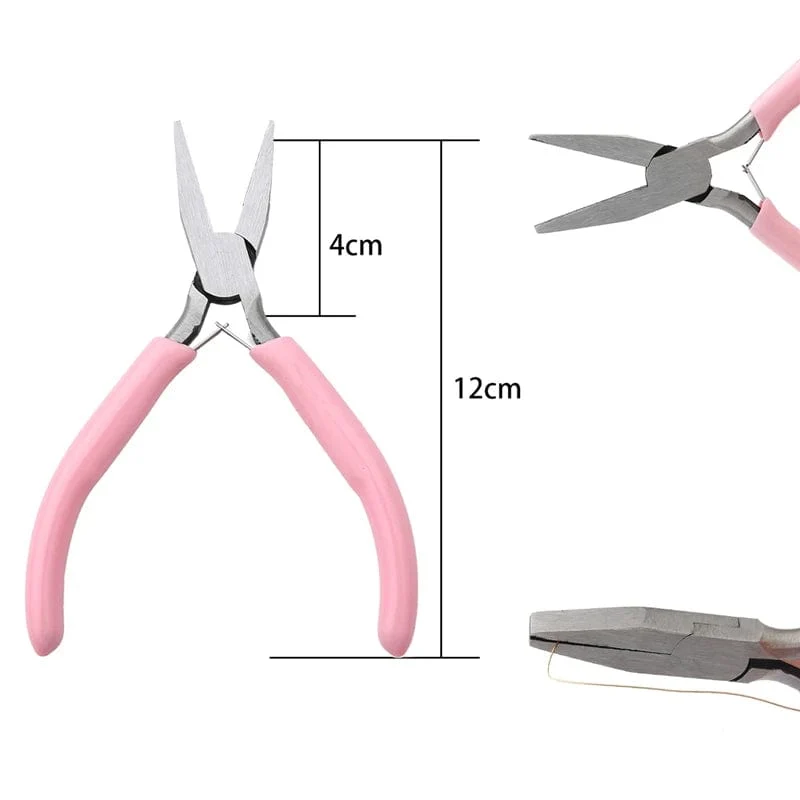 Niedlicher rosa Griff, rutschfeste Spleißen- und Fixierzange für Schmuck, Werkzeug- und Ausrüstungsset für die Handarbeit zur Herstellung von DIY-Schmuck