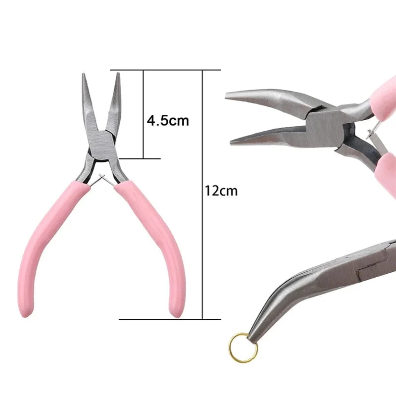 Niedlicher rosa Griff, rutschfeste Spleißen- und Fixierzange für Schmuck, Werkzeug- und Ausrüstungsset für die Handarbeit zur Herstellung von DIY-Schmuck