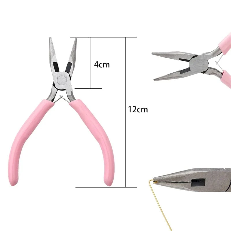 Niedlicher rosa Griff, rutschfeste Spleißen- und Fixierzange für Schmuck, Werkzeug- und Ausrüstungsset für die Handarbeit zur Herstellung von DIY-Schmuck
