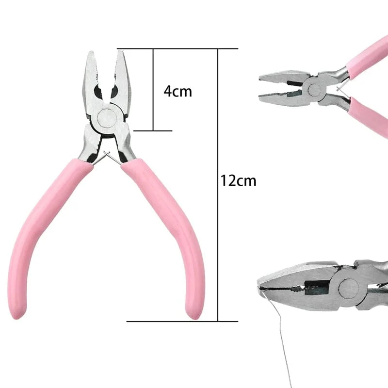 Niedlicher rosa Griff, rutschfeste Spleißen- und Fixierzange für Schmuck, Werkzeug- und Ausrüstungsset für die Handarbeit zur Herstellung von DIY-Schmuck