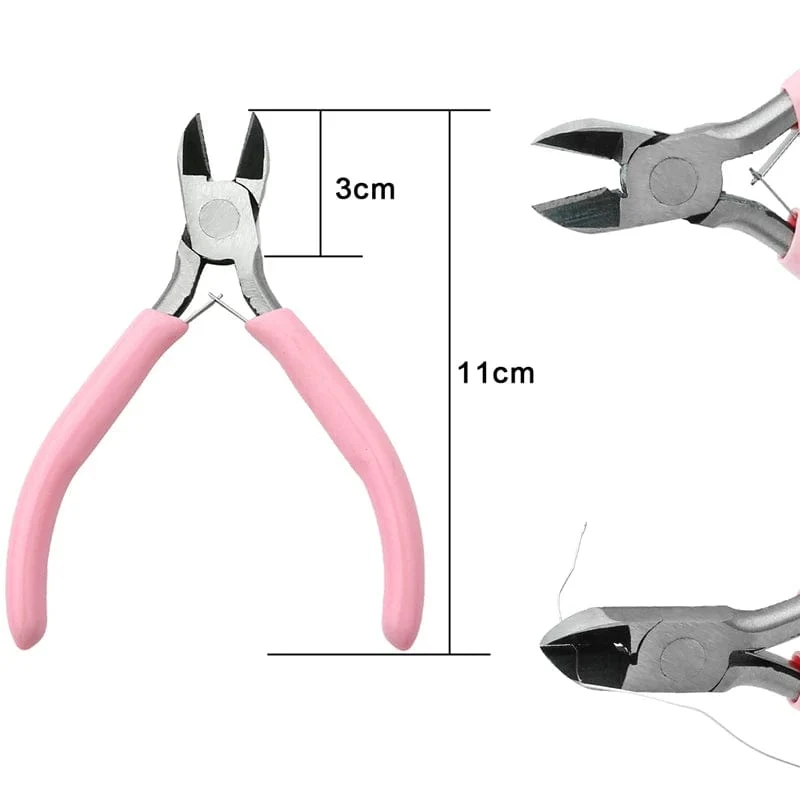 Niedlicher rosa Griff, rutschfeste Spleißen- und Fixierzange für Schmuck, Werkzeug- und Ausrüstungsset für die Handarbeit zur Herstellung von DIY-Schmuck