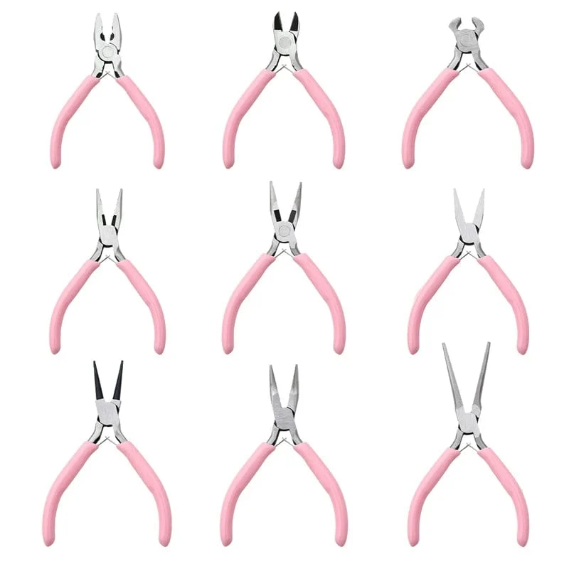 Niedlicher rosa Griff, rutschfeste Spleißen- und Fixierzange für Schmuck, Werkzeug- und Ausrüstungsset für die Handarbeit zur Herstellung von DIY-Schmuck