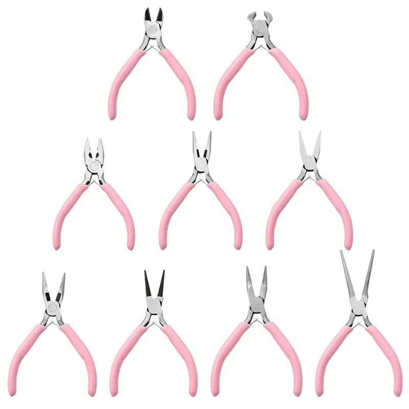 Niedlicher rosa Griff, rutschfeste Spleißen- und Fixierzange für Schmuck, Werkzeug- und Ausrüstungsset für die Handarbeit zur Herstellung von DIY-Schmuck