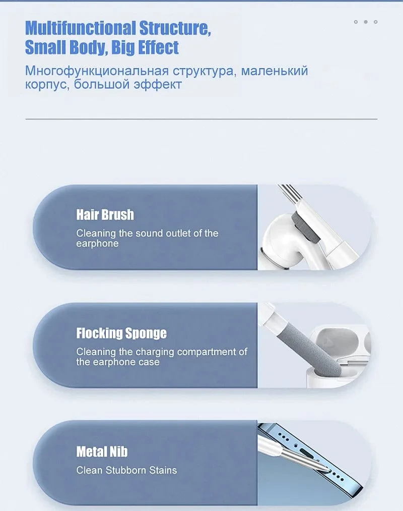 Reinigungswerkzeug für Bluetooth-Kopfhörer für Airpods Pro 3 2 1. Langlebiges Ohrhörer-Gehäuse-Reinigungsset. Reinigungsbürstenstift für Xiaomi Airdots 3Pro.