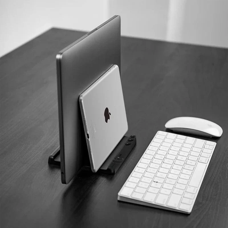 Vertikaler Laptopständer fürs Büro, spart Platz auf dem Schreibtisch, einfach zu platzierendes Computerzubehör, skalierbare Breite, Aufbewahrung auf dem Schreibtisch